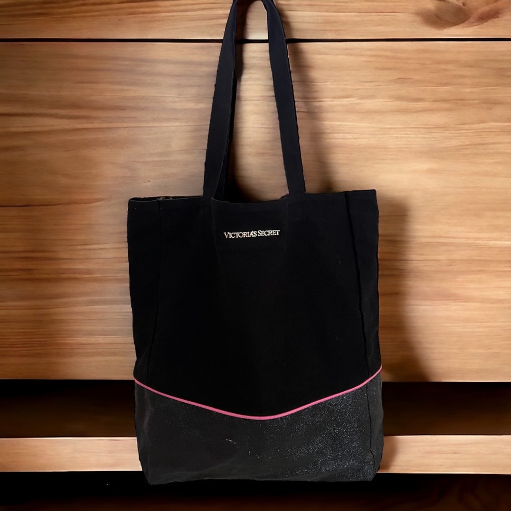 Victoria’s Secret Tote Bag | Fabric, Glitter textured & lining  | VS Nameplate